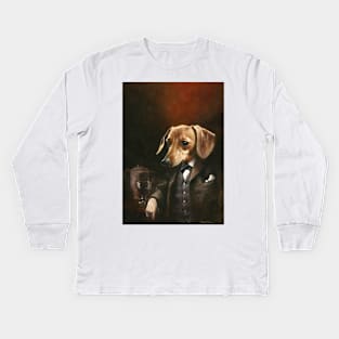 Victorian Gentleman Dachshund Kids Long Sleeve T-Shirt